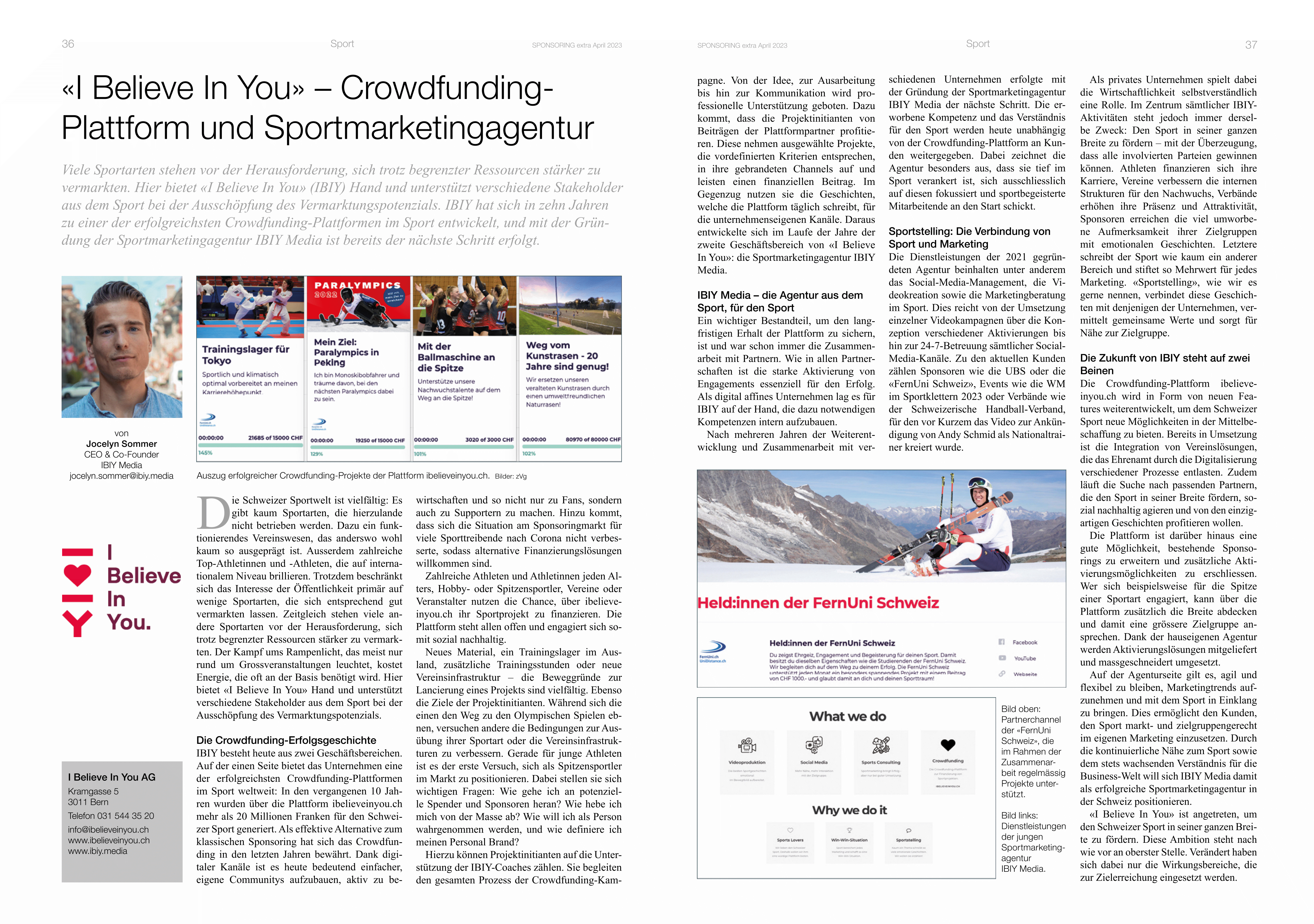Sponsoring extra Magazin - IBIY Artikel